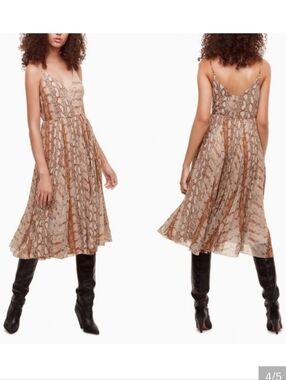 Aritzia Wilfred Chiffon Snake Print Wraparound Midi Dress Size Xxs